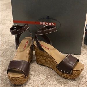 Authentic NIB Prada Platform Wedge Sandal- 36.5